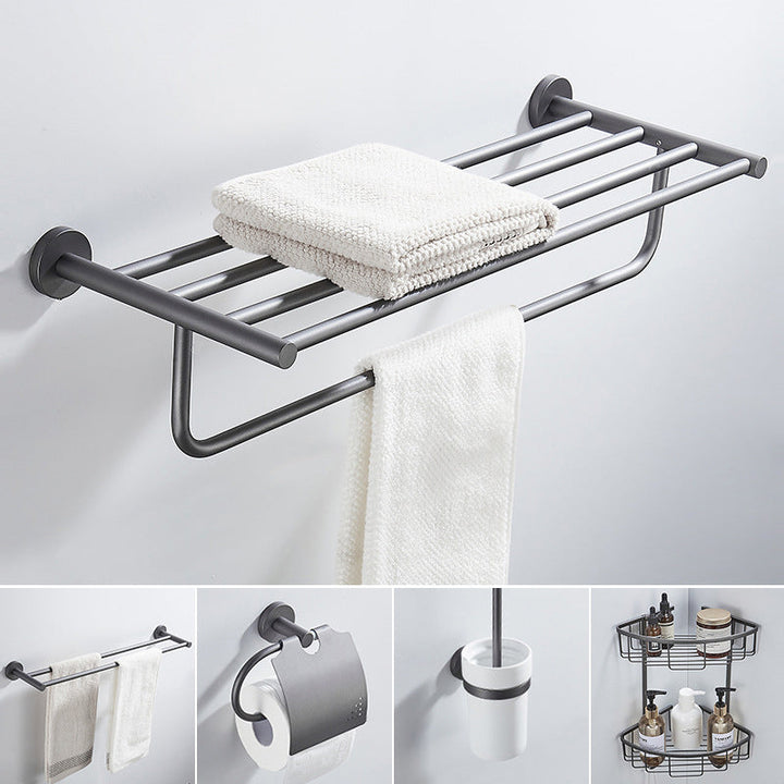 BowLift | Traditional Gray Brass Bathroom Hardware Set Towel Bar Bathroom Hardware Set