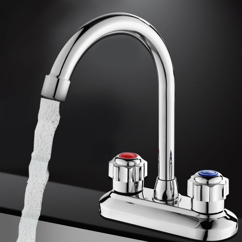 BowLift | 2-Handle Brass Bathroom Faucet Modern High Arc Center Tap