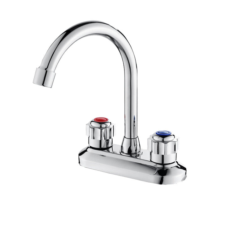 BowLift | 2-Handle Brass Bathroom Faucet Modern High Arc Center Tap