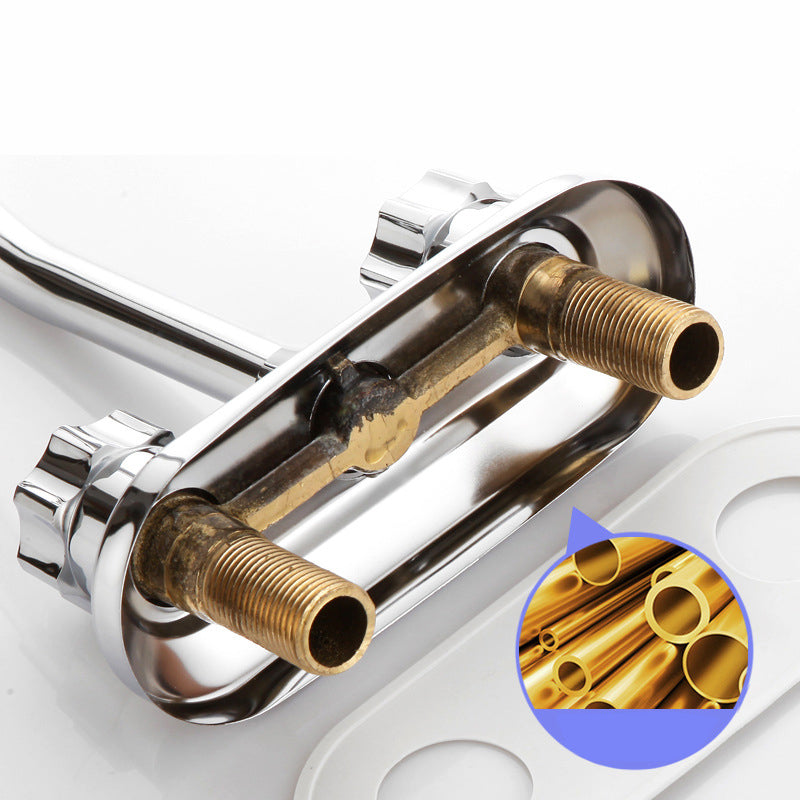 BowLift | 2-Handle Brass Bathroom Faucet Modern High Arc Center Tap