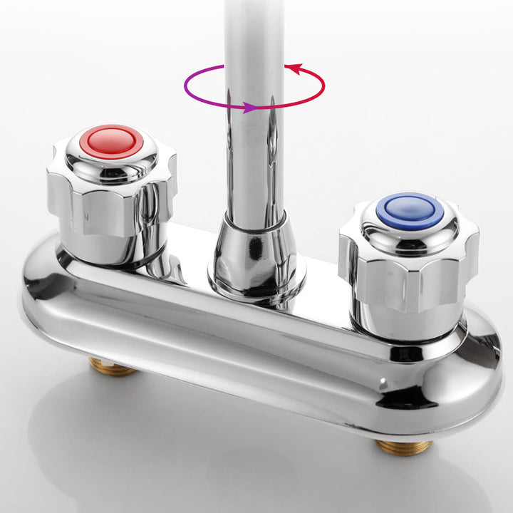 BowLift | 2-Handle Brass Bathroom Faucet Modern High Arc Center Tap