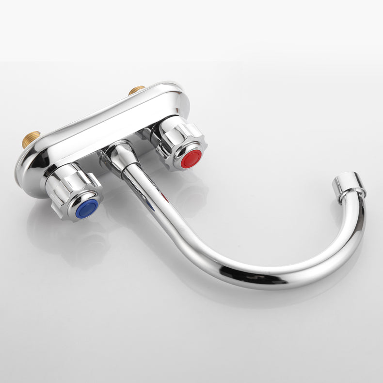 BowLift | 2-Handle Brass Bathroom Faucet Modern High Arc Center Tap