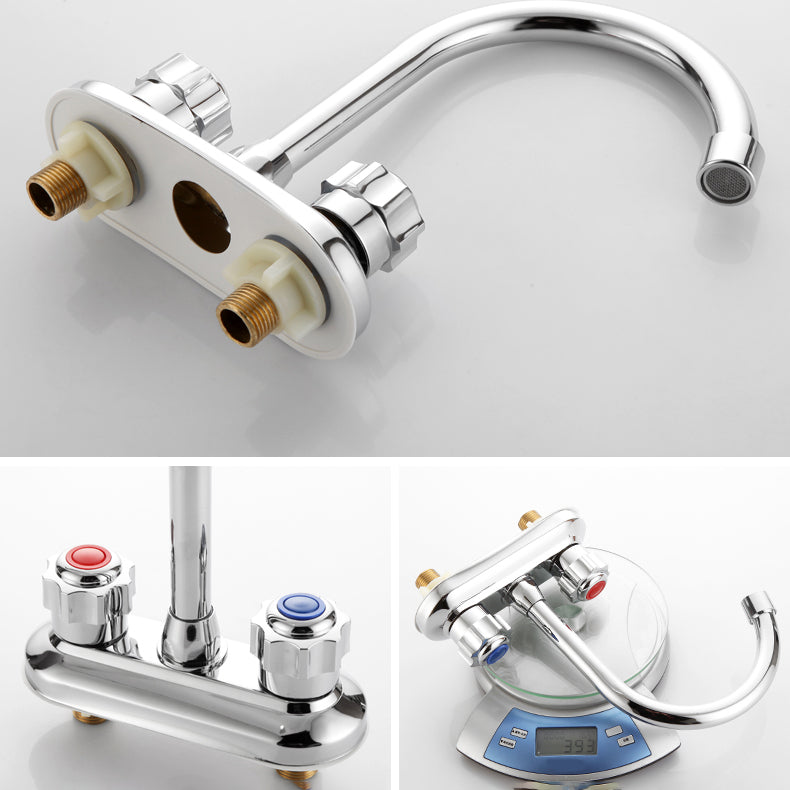 BowLift | 2-Handle Brass Bathroom Faucet Modern High Arc Center Tap