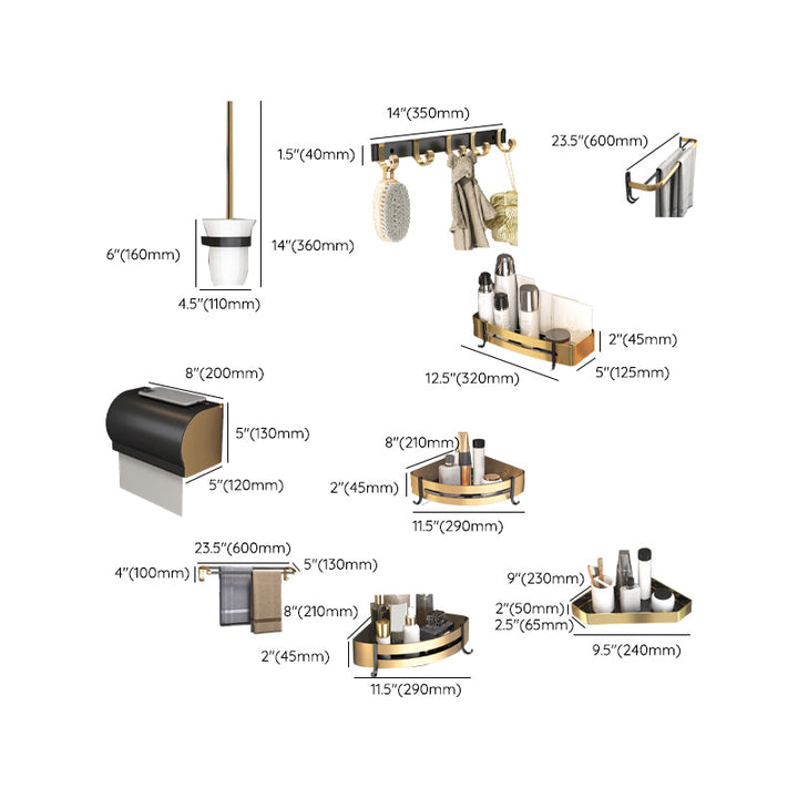 BowLift | Black & Brass Bathroom Set Modern Style Bathroom Accessories As Individual Piece Or As Set