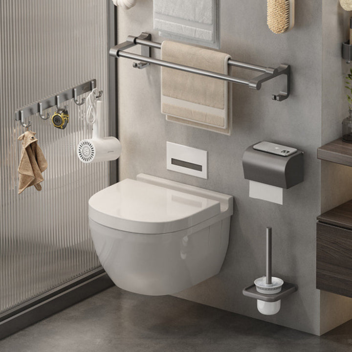 BowLift | Gray contemporary bathroom accessory set bathroom shelf/towel holder & bathrobe hook incl.