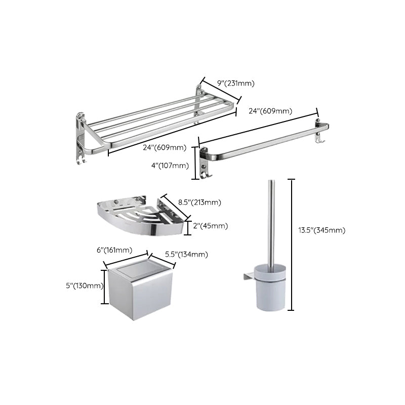 BowLift | Modern Steel Bathroom Accessory Set Silver Bathroom Accessory Kit