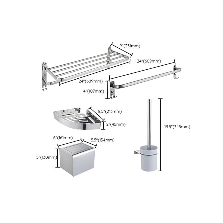 BowLift | Modern Steel Bathroom Accessory Set Silver Bathroom Accessory Kit