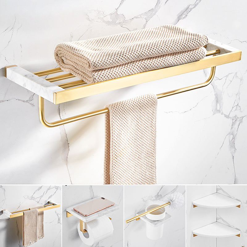 BowLift | Marble & Brass Bathroom Accessories Set Golden Bathroom Accessories Kit