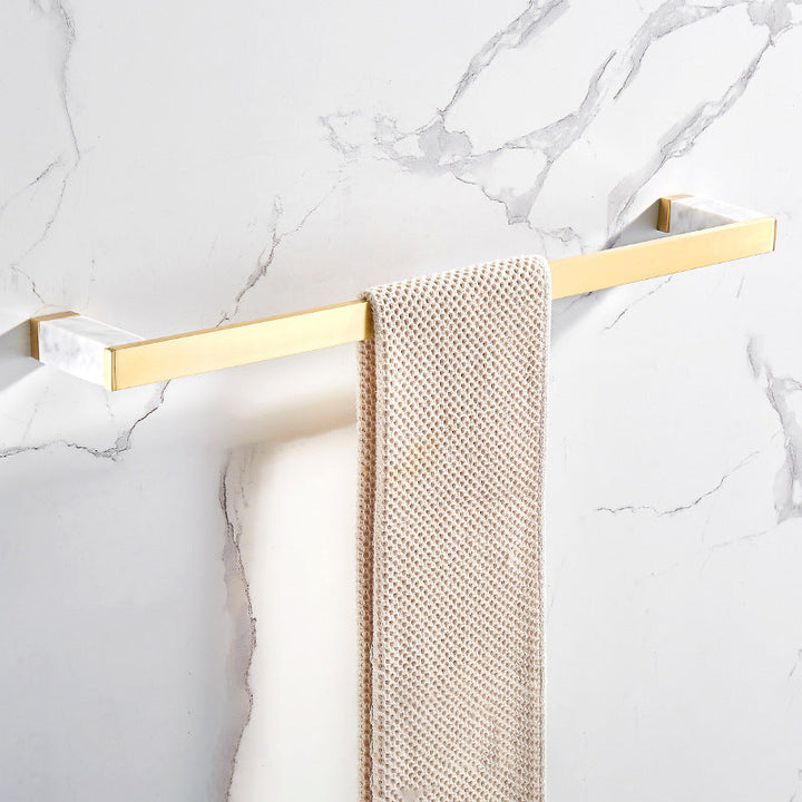BowLift | Marble & Brass Bathroom Accessories Set Golden Bathroom Accessories Kit