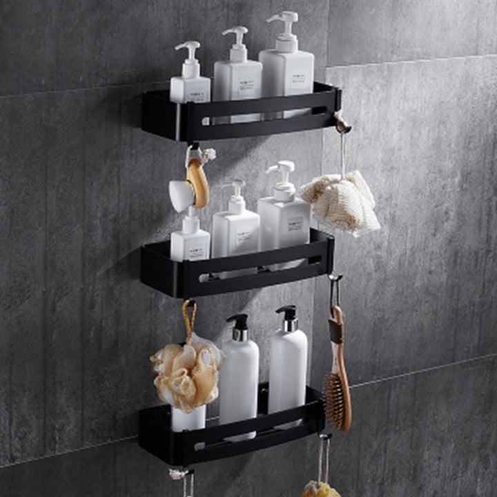 BowLift | Contemporary 8-piece Bathroom Accessory Set Matte Black Bathroom Shelf/Paper Holder/Towel Hook