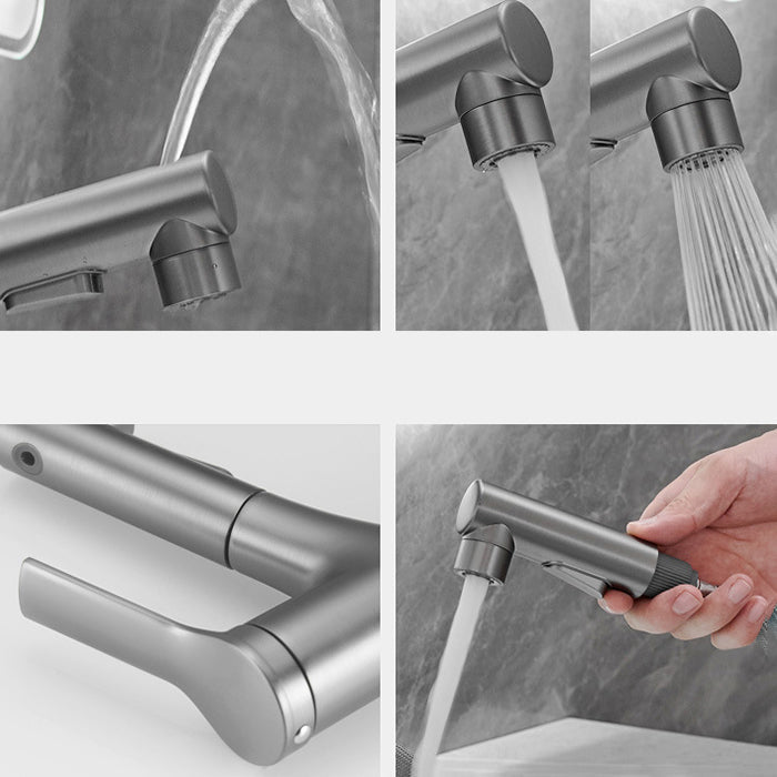 BowLift | Contemporary Vessel Faucet Copper Single Handle Low Arc Pull Down Vessel Faucet for Home