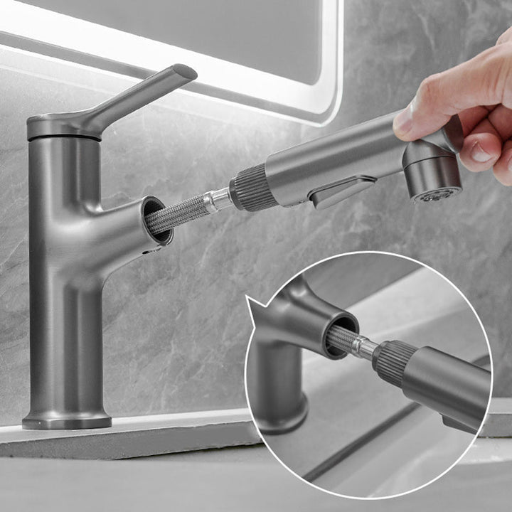 BowLift | Contemporary Vessel Faucet Copper Single Handle Low Arc Pull Down Vessel Faucet for Home