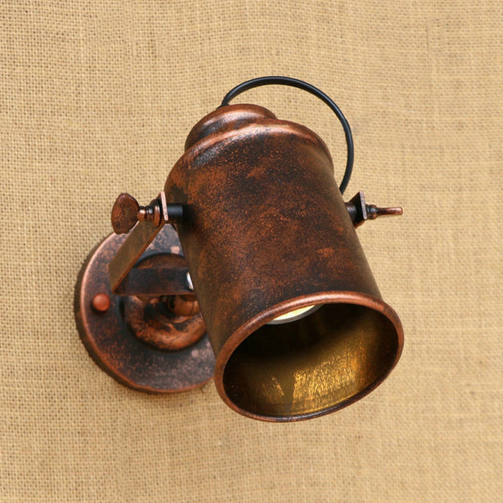 BowLift | Cylinder Metallic Wall Light Antique Style 1 Light Living Room Wall Mounted Light in Black/Rust