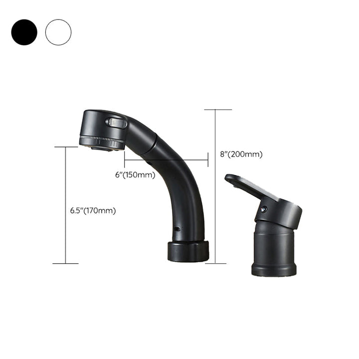 BowLift | Modern Style Sink Faucet Copper Handle Low Arc Pull-Out Sink Faucet
