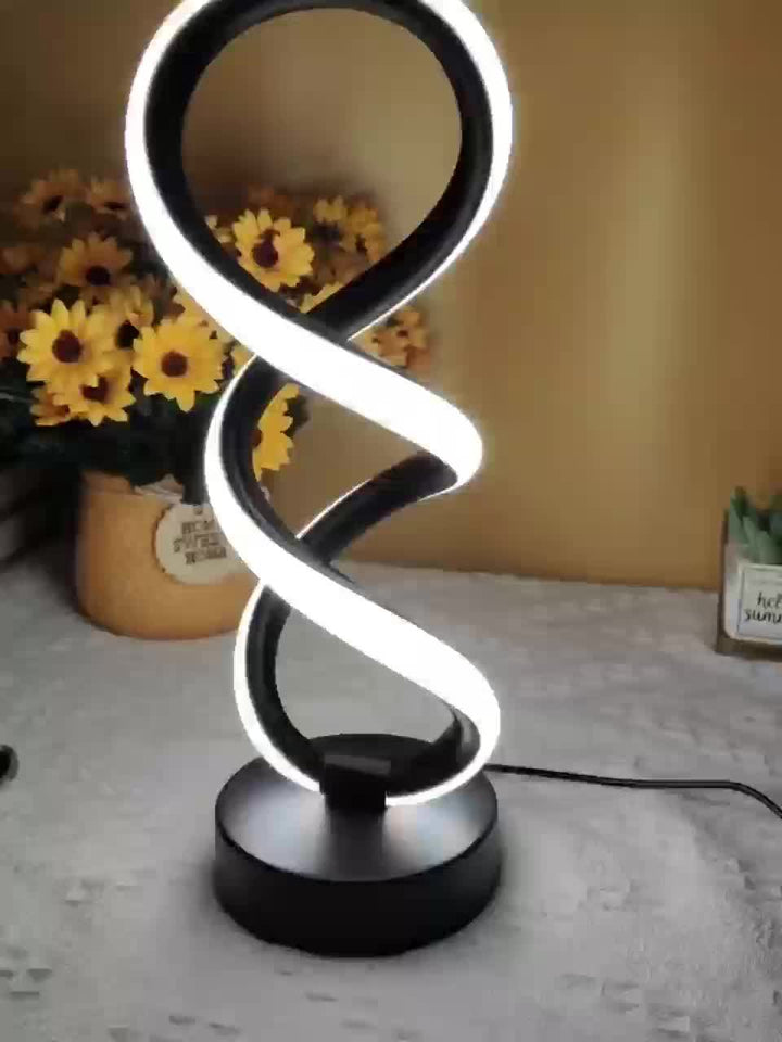 SpiraLux - Elegant Spiral Table Lamp with Color Choice Bowlift