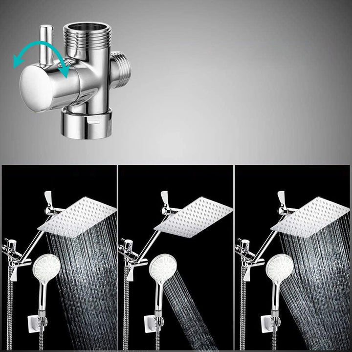 BowLift | Modern Dual Shower Head Square High Arc Shower Head in Silver