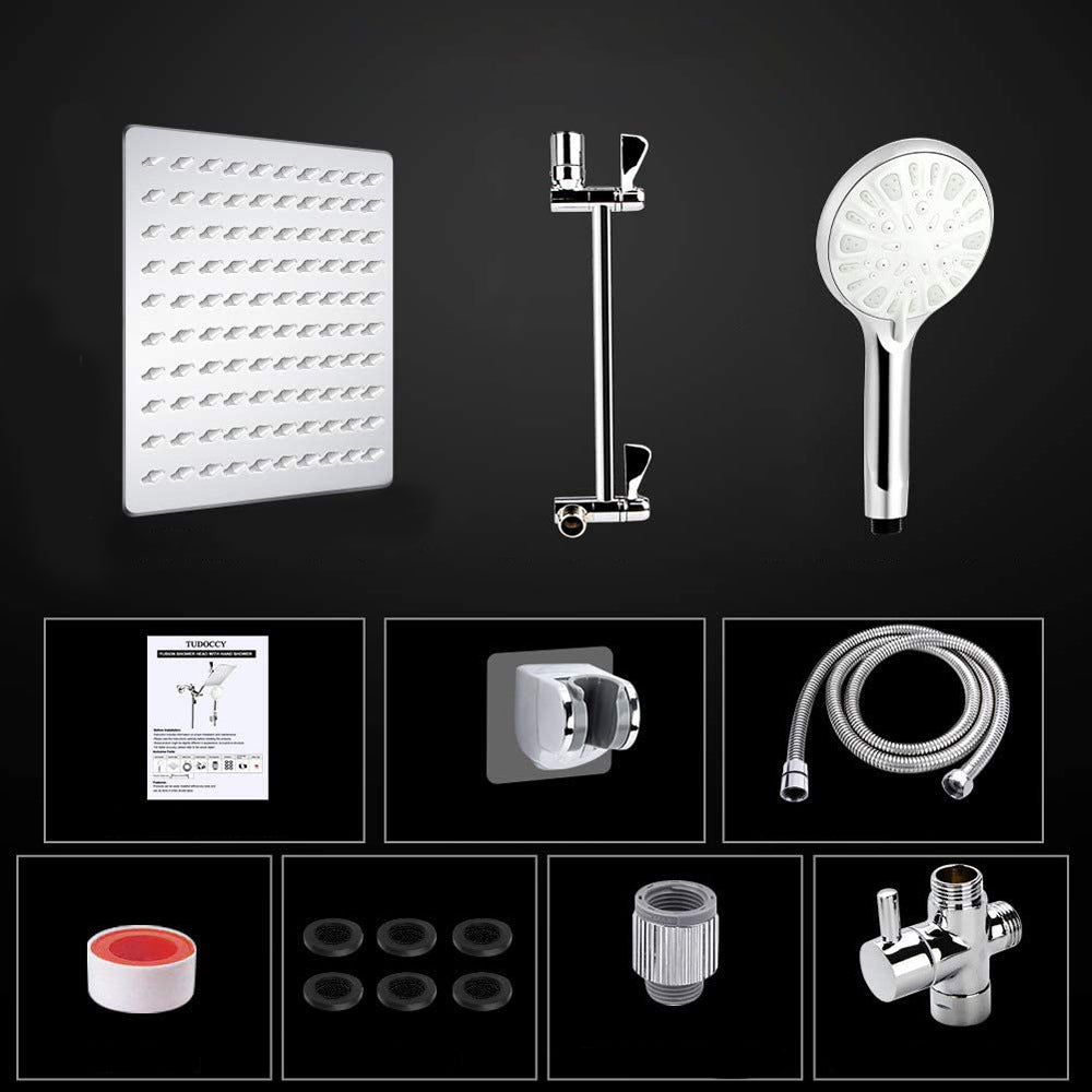 BowLift | Modern Dual Shower Head Square High Arc Shower Head in Silver