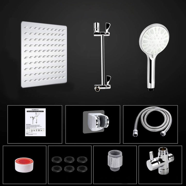 BowLift | Modern Dual Shower Head Square High Arc Shower Head in Silver