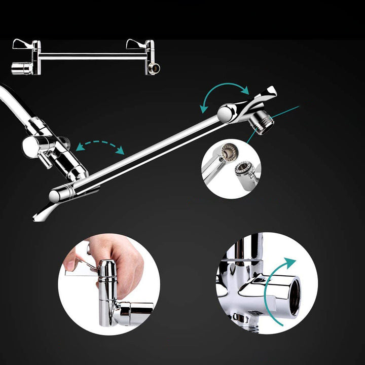 BowLift | Modern Dual Shower Head Square High Arc Shower Head in Silver