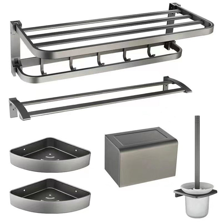 BowLift | Contemporary Metal 6-piece Bathroom Accessory Set with Bathroom Shelf