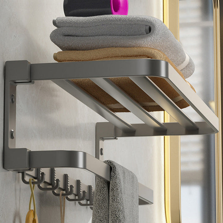 BowLift | Modern Gray Bathroom Accessories Set Aluminum Stainless Steel Bathroom Shelf/Towel Hooks/Towel Bar
