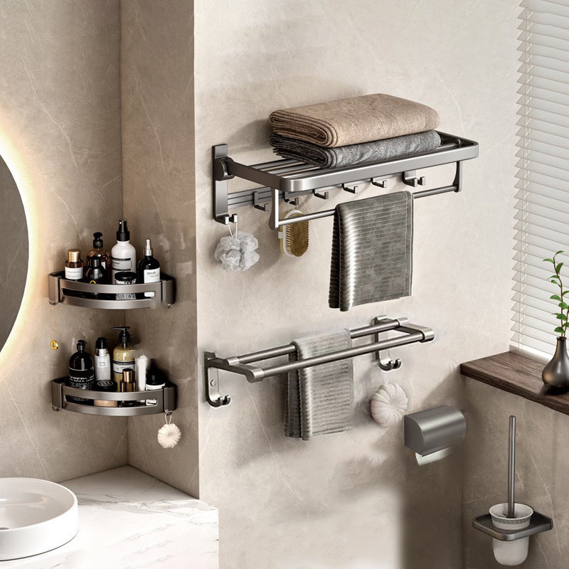 BowLift | Contemporary Gray Bathroom Hardware Set Bathroom Shelf/Towel Bar Including Bathroom Set