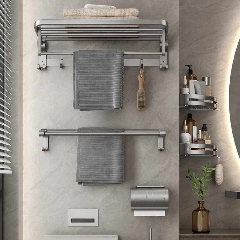 BowLift | Contemporary Gray Bathroom Hardware Set Bathroom Shelf/Towel Bar Including Bathroom Set