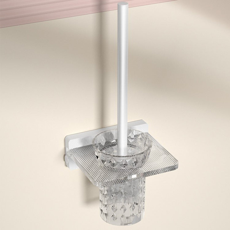 BowLift | White & clear acrylic bathroom accessory set with towel holder/paper holder/robe hooks