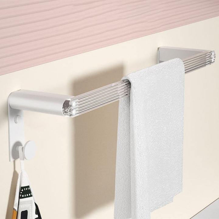 BowLift | White & clear acrylic bathroom accessory set with towel holder/paper holder/robe hooks