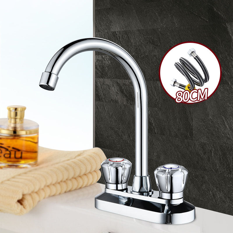 BowLift | High Arch Brass Bathroom Faucet Double Handle Basin Tap