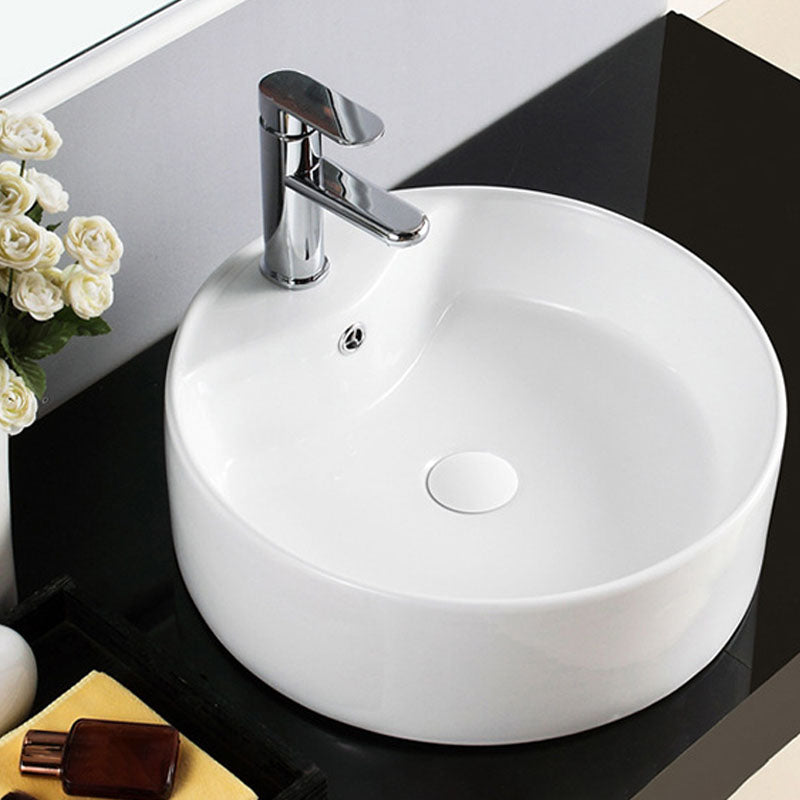 BowLift | Contemporary Sink Porcelain Water Trough with Round Shape (Faucets Not Included)