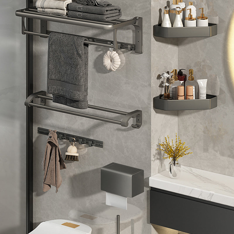 BowLift | Modernism Aluminum Bathroom Accessories Set Gray Metal Bathroom Set with Towel Holder/Bath Shelf