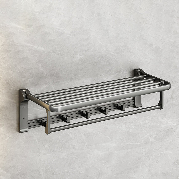 BowLift | Modernism Aluminum Bathroom Accessories Set Gray Metal Bathroom Set with Towel Holder/Bath Shelf