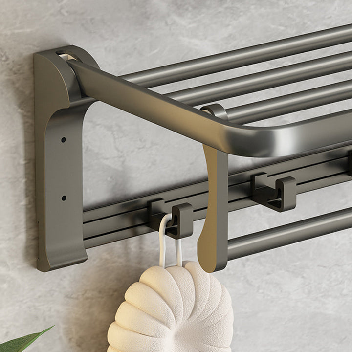 BowLift | Modernism Aluminum Bathroom Accessories Set Gray Metal Bathroom Set with Towel Holder/Bath Shelf