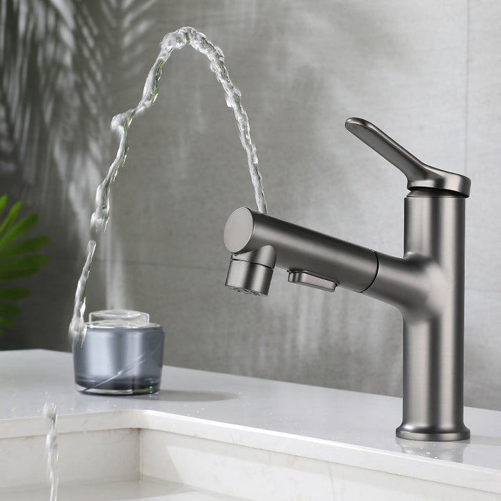 BowLift | Extendable Bathroom Faucet Brass Modern Faucet with Water Hose