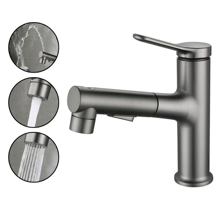 BowLift | Extendable Bathroom Faucet Brass Modern Faucet with Water Hose