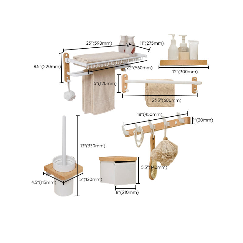 BowLift | Aluminium and Wood Bathroom Accessories Set White Bathroom Accessories Kit