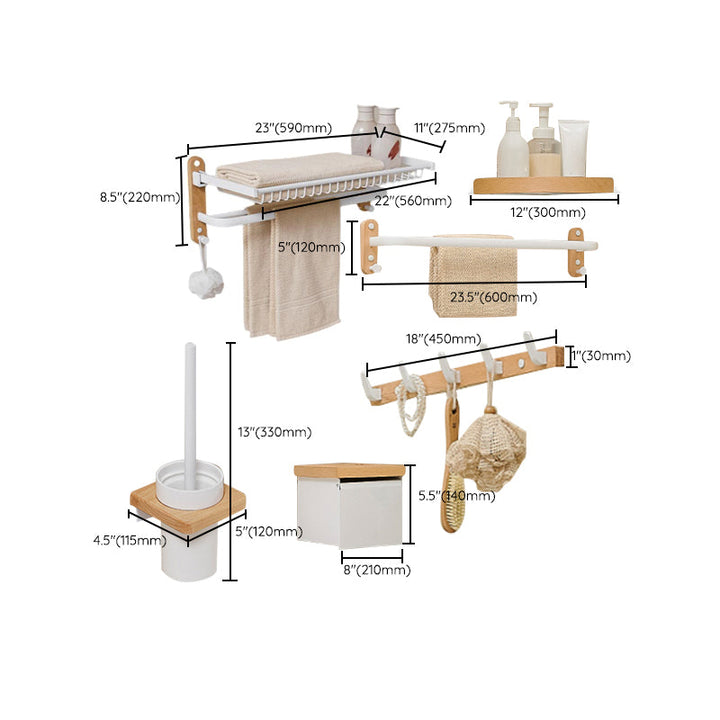 BowLift | Aluminium and Wood Bathroom Accessories Set White Bathroom Accessories Kit