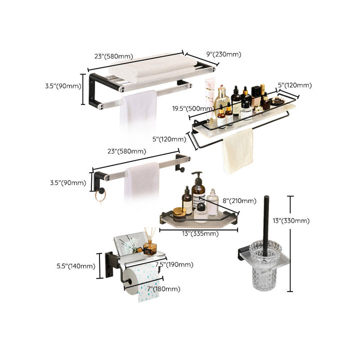 BowLift | Modern Bath Accessories Set Black Towel Bar Bath Shelf Bathroom Fixtures Set