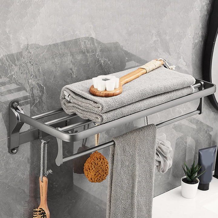 BowLift | Gray 6/7-piece modern bathroom accessory set bathroom shelf/bath towel hooks/towel bar included