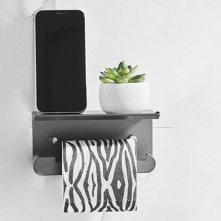 BowLift | 7-piece Bathroom Hardware Set Matte Black/Grey with Bath Shelf/Towel Holder/Bath Towel Hook