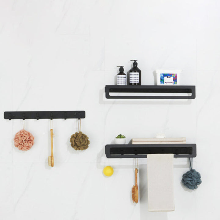 BowLift | 7-piece Bathroom Hardware Set Matte Black/Grey with Bath Shelf/Towel Holder/Bath Towel Hook