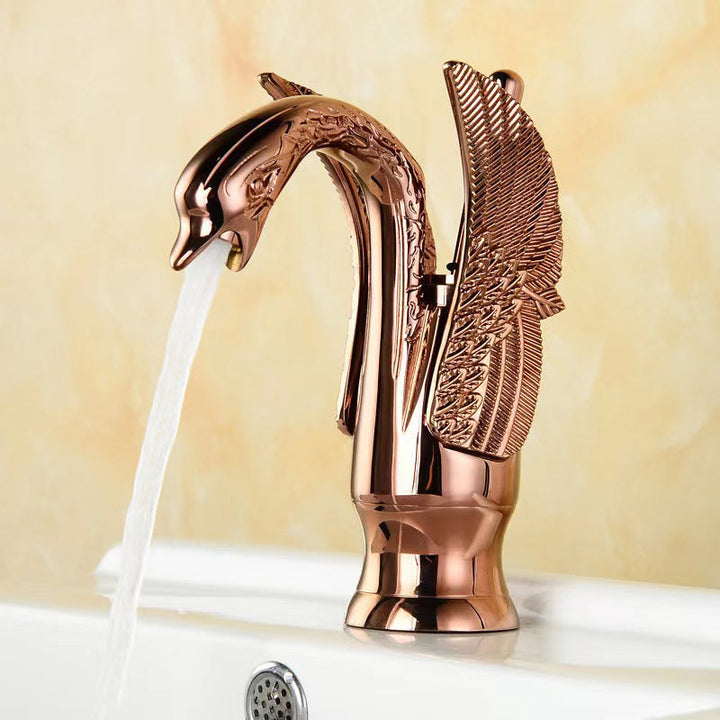 BowLift | Full brass bathroom sink faucet hot and cold water single lever sink faucet