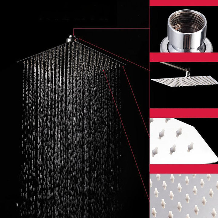 BowLift | Showerhead Square Wall Mounted Rain Spray Stainless Steel Showerhead