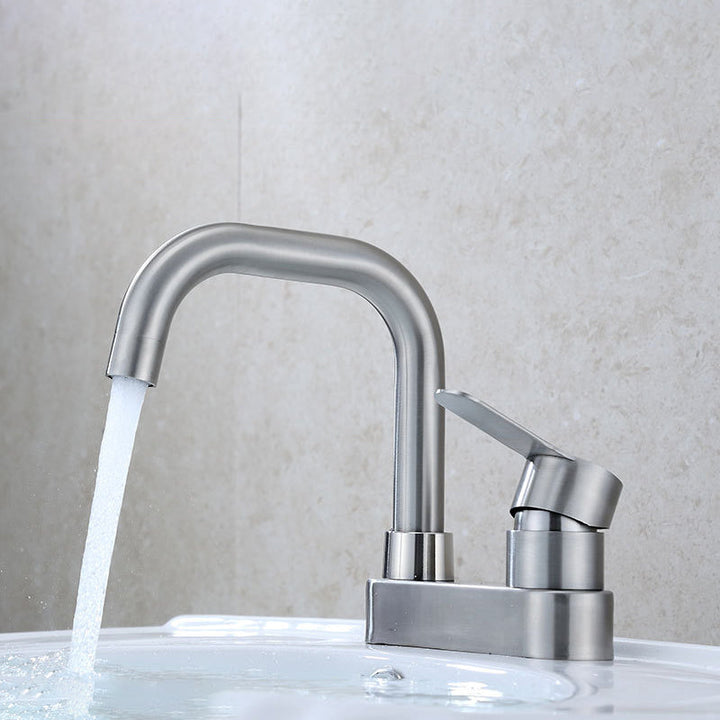 BowLift | 304 stainless steel center faucet bathroom single handle hot and cold sink faucet