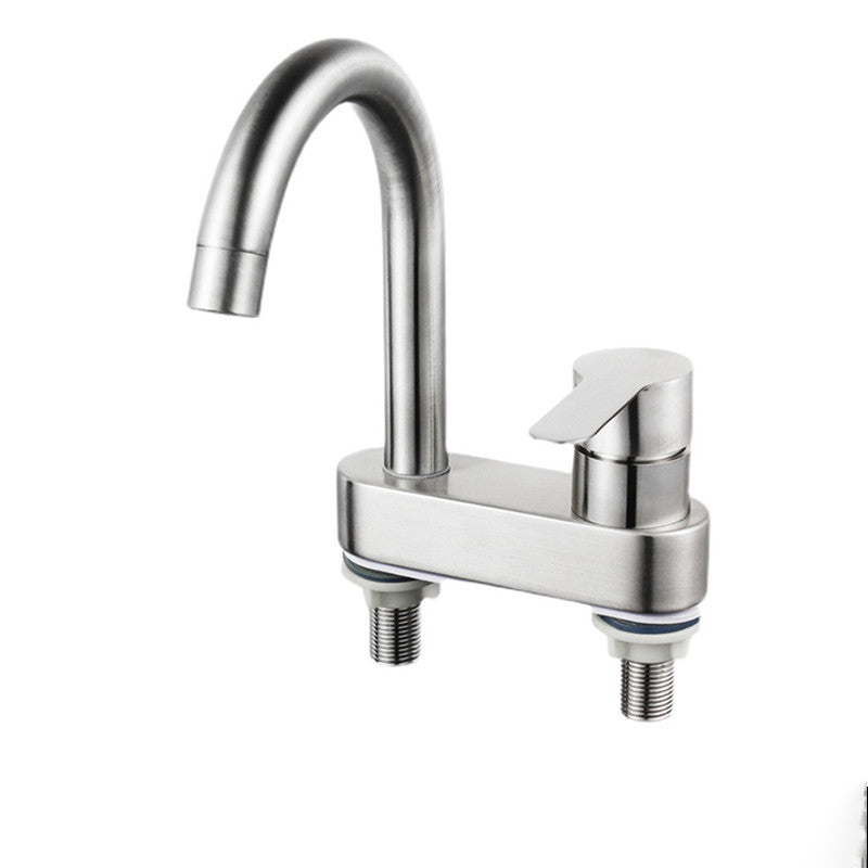 BowLift | 304 stainless steel center faucet bathroom single handle hot and cold sink faucet