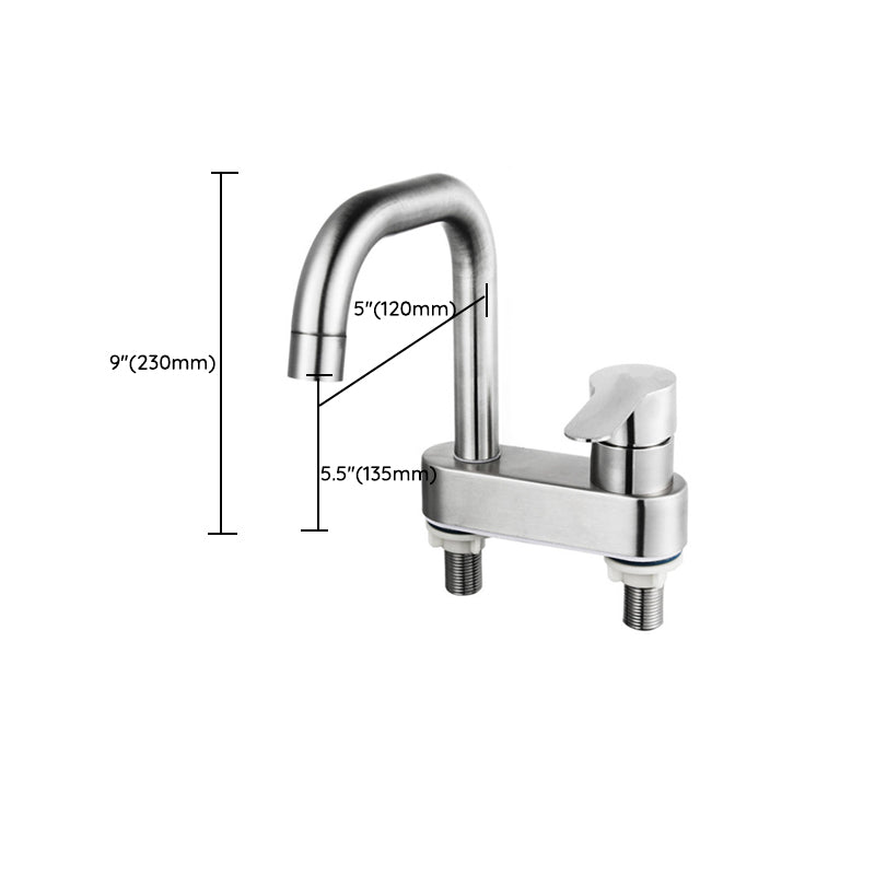 BowLift | 304 stainless steel center faucet bathroom single handle hot and cold sink faucet