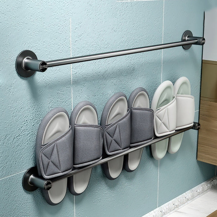 BowLift | 2-piece modern bathroom accessories set metal slipper rack/towel bar