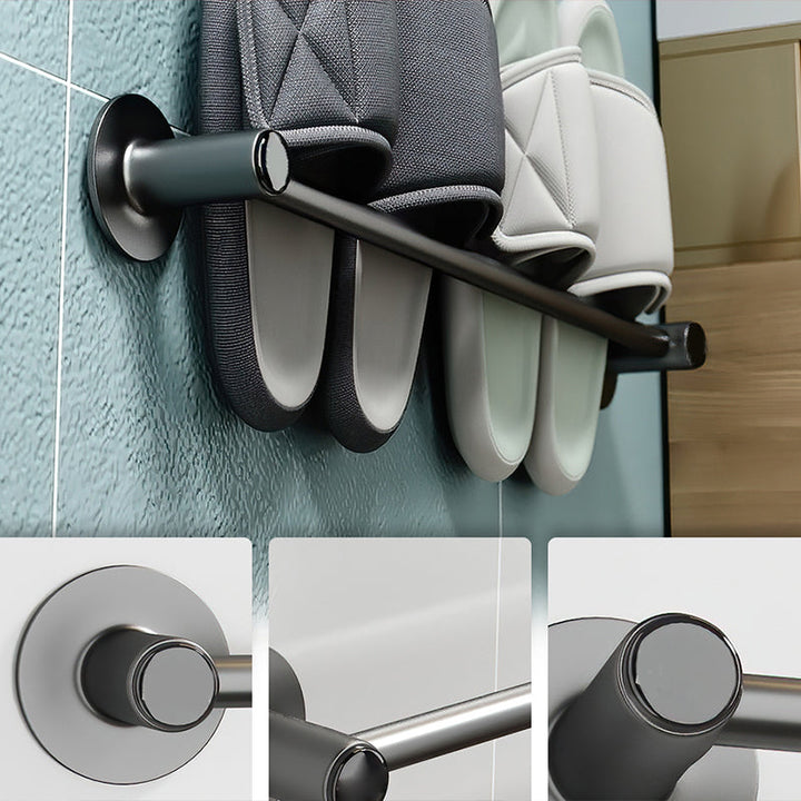 BowLift | 2-piece modern bathroom accessories set metal slipper rack/towel bar