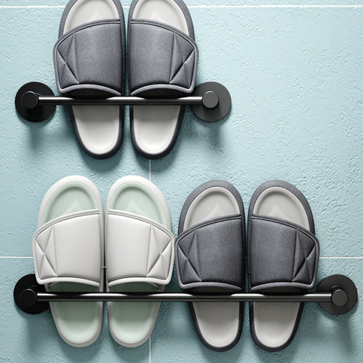 BowLift | 2-piece modern bathroom accessories set metal slipper rack/towel bar